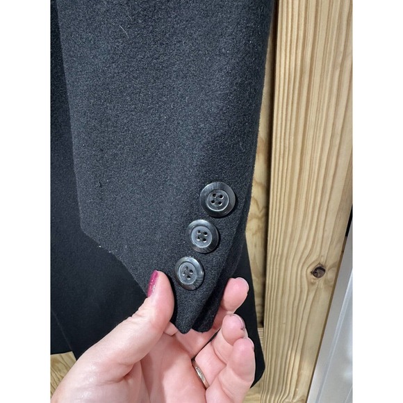 F.R. TRIPLER & CO Wool Blnd Overcoat Black Trench Single Breasted Coat Dress 46R - Picture 2 of 16